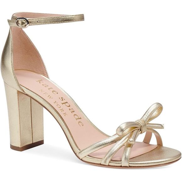 Kate Spade New York Women's Pale Gold Heeled Sandals 9.5 M $198 Retail - Picture 1 of 10
